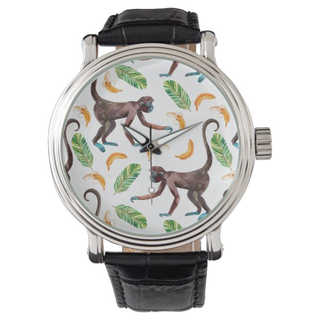 Relógio Macacos Doentes Fazendo Malabarismo Com Bananas (Frente)