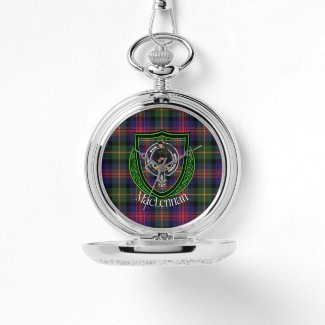 Relógio MacLennan Scottish Clan Tartan & Crest (Frente)