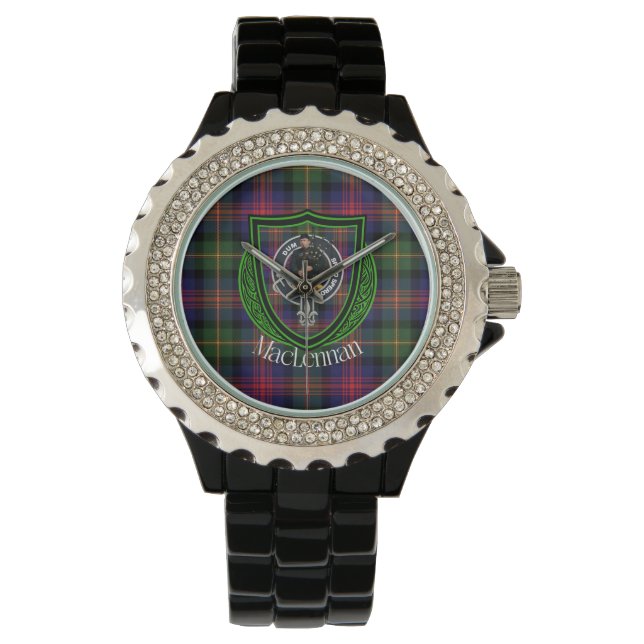Relógio MacLennan Scottish Clan Tartan & Crest (Frente)