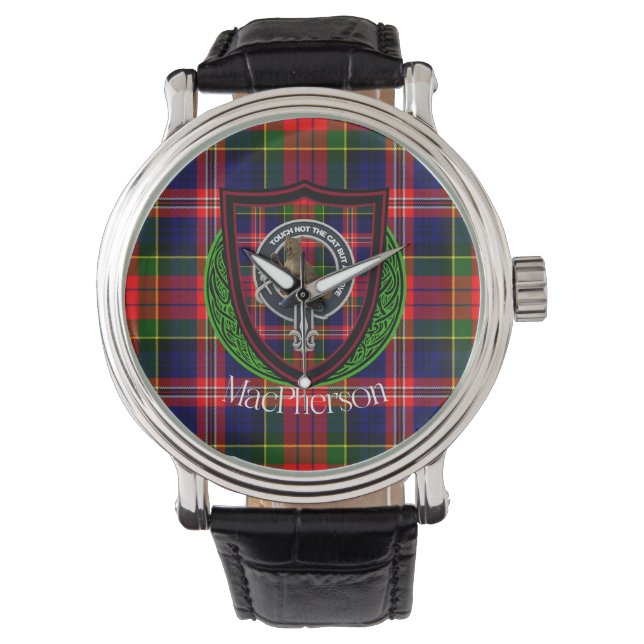 Relógio MacPherson Scottish Clan Tartan & Crest (Frente)