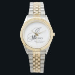 Relógio Mãe De Casamento Do Monograma De Presente<br><div class="desc">O Partido Bridal Oferece A Mãe De Casamento Do Monograma De Presente E Personalizou Simples Relógio De Chic(. Clique em personalizar este modelo para personalizá-lo com o seu monograma inicial, o nome e a data do casamento de forma rápida e fácil. A Mãe Casada do Groom Gift Monograma Chic Watch,...</div>