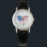 Relógio *~* Mãe Militar Veterano Vermelho Branco Azul EUA<br><div class="desc">* Banda Clássico Patriótico de Design de Couro Negra com Imagem de Cores Aquáticas da Bandeira Americana. Este é o American Flag Wrist Watch. * Este design apresenta a bandeira americana Flag American, que também é conhecida como Glória Antiga e Estrelas e Stripes. Esta design de Bandeira Americana de Aquarela...</div>
