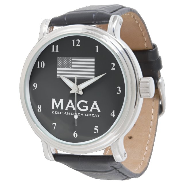 Relógio MAGA Trump watch com bandeira dos EUA e discagem p (Angular)