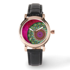 Relógio Magenta e Green Mandala Watch