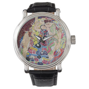 Relógio Maiden (Virgem), Gustav Klimt, Vintage Art Nouveau