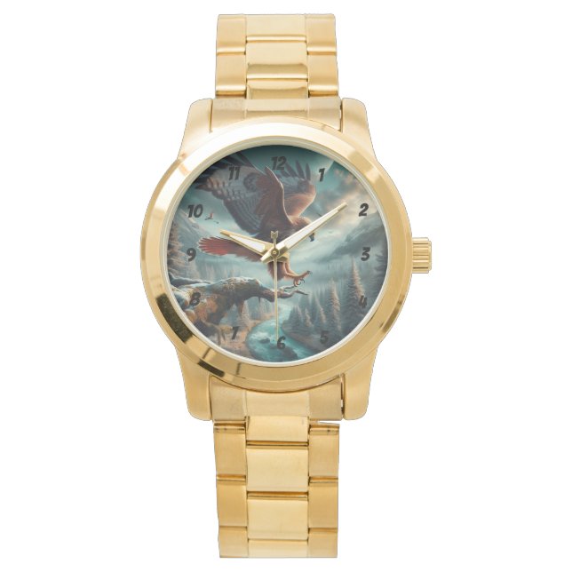 Relógio Maiestoso Falcão de Altura Vermelha Soar (Frente)