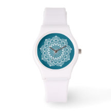 Mandala Branco em Fundo Azul