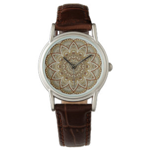 Relógio Mandala chique exótica bonita de Boho em tons da