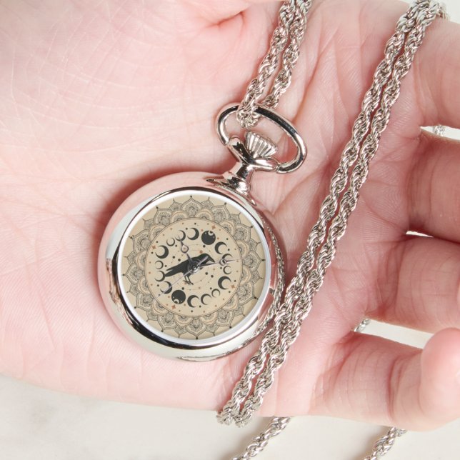 Relógio Mandala Corvo Fase Lunar (Gothic raven watch)