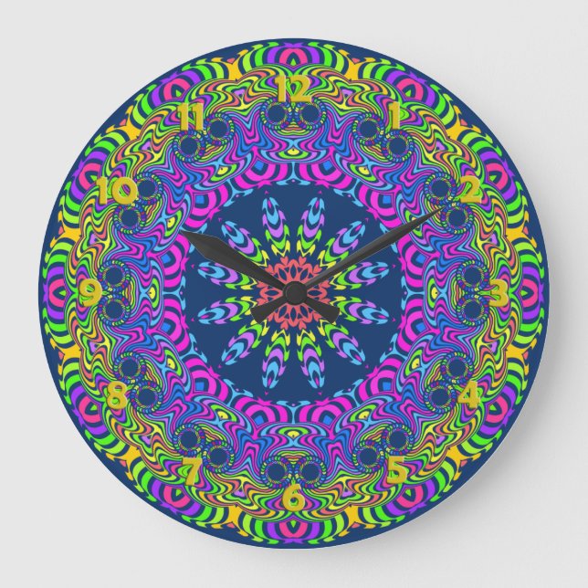 Relógio Mandala - neon 2 (Frente)