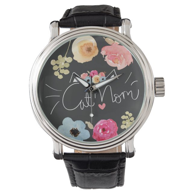 Relógio Mão da Cat Mãe desenhada para os Gatos (Frente)