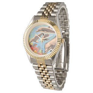 Relógio Mão Pintada Por Número Golfinhos Reproduzíveis