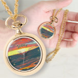 Relógio Maravilhoso Dia 1490 do Necklace Watch<br><div class="desc">Pintura da coleção "WonMaravilhoso Day 1490" Personalize na página do produto ou clique no botão "Personalizar" para obter mais opções de design. Design criado da minha pintura "Dia Maravilhoso 1490" captura o fim de um belo dia e as crianças relaxando na areia quente ao norte do Hotel Krystal em Puerto...</div>