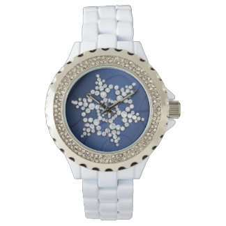 Relógio Marinho Blue Crystal Snowflake Winter Watch