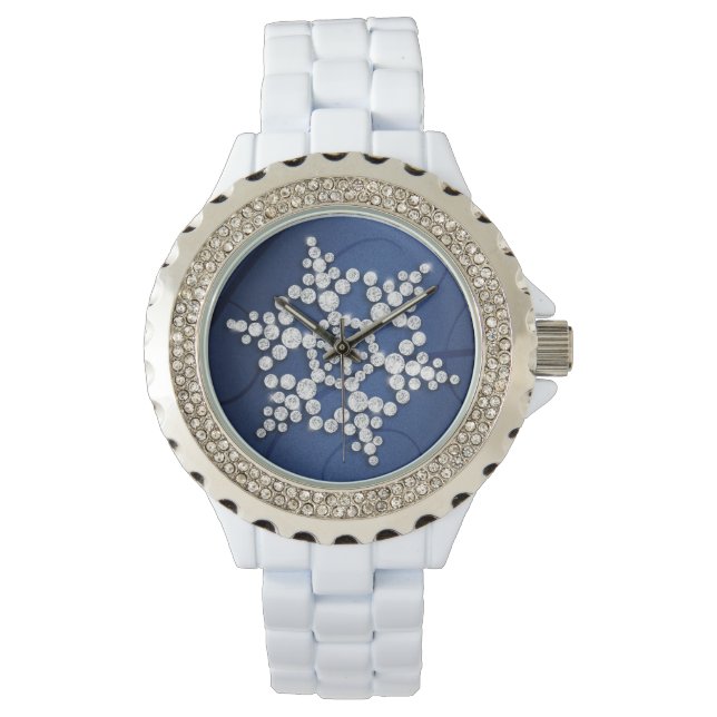 Relógio Marinho Blue Crystal Snowflake Winter Watch (Frente)