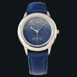 Relógio Marinho de prata Blue Glitter Girly Monographic No<br><div class="desc">Silver e Marinho Blue Sparkle Monogramas Name Watch. Isto faz o doce e perfeito aniversário de 16 anos,  casamento,  chá de panela,  aniversário,  chá de fraldas ou festa de solteira presente para alguém que ama luxo de luxo e estilos quíticos.</div>