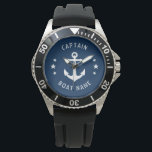 Relógio Marinho do nome do navio do capitão do navio de na<br><div class="desc">Uma Ancoragem e Estrelas Vintage Náutica com o Capitão Rank ou outro título e o Seu Nome ou Nome do Barco num Relógio de Pulso Na moda. Este Pocket Watch personalizado não só vai chegar o tempo, como também é uma peça divertida de conversa. Perfeito para o Dia de os...</div>