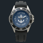 Relógio Marinho do nome do navio do capitão do navio de na<br><div class="desc">Uma Ancoragem e Estrelas Vintage Náutica com o Capitão Rank ou outro título e o Seu Nome ou Nome do Barco num Relógio de Pulso Na moda. Este Pocket Watch personalizado não só vai chegar o tempo, como também é uma peça divertida de conversa. Perfeito para o Dia de os...</div>