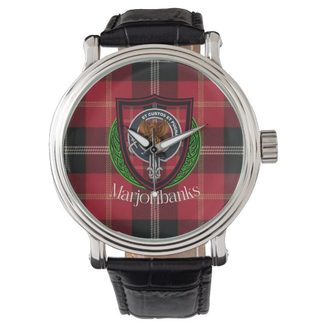 Relógio Marjoribanks Scottish Clan Tartan & Crest (Frente)