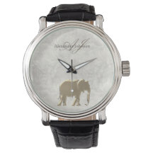 Mármore branco elegante e elefante Dourado monogra