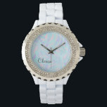 Relógio mármore branco roxo, cor-de-rosa elegante<br><div class="desc">Lindas cores doces e elegante visual de mármore.</div>