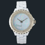 Relógio mármore branco roxo, cor-de-rosa elegante<br><div class="desc">Lindas cores doces e elegante visual de mármore.</div>