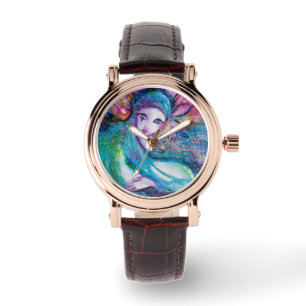 Relógio MÁSCARA EM AZUL - Mascarada Veneza