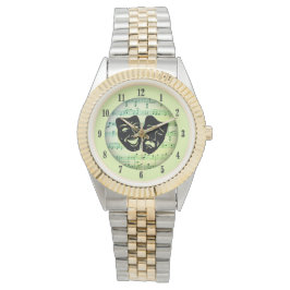 Relógio Máscaras de Música Verde e Teatro