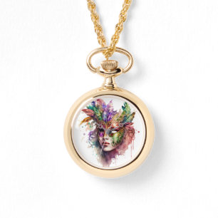 RELÓGIO MÁSCARAS MARDI GRAS BREVEMENTE COLORIDAS