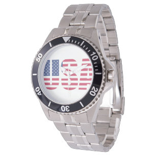 Relógio masculino USA Flag Dial - USA Estrelas e L