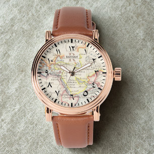 Relógio Mecca Map Dourado Rosa Masculino – Numerai