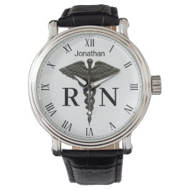 Relógio Medical Black Caduceus Registered Nurse Men Watch