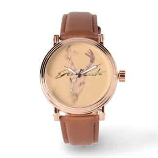 Relógio Men’s Rose Gold Vintage Watch with Brown Leather S
