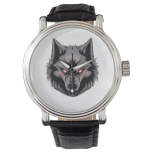 Relógio Menacando Lobo com Olhos Vermelhos Brilhantes