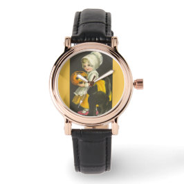 Relógio Menina Abóbora Gata Negra Vintage Halloween Watch