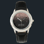 Relógio Menina de Monograma Cor de Leve Leve e rosa Dourad<br><div class="desc">Preto e Rosa Dourado - Monitor de nome do monograma com brilho brilhante rosa-claro. Isto faz o doce e perfeito aniversário de 16 anos,  casamento,  chá de panela,  aniversário,  chá de fraldas ou festa de solteira presente para alguém que ama luxo de luxo e estilos quíticos.</div>