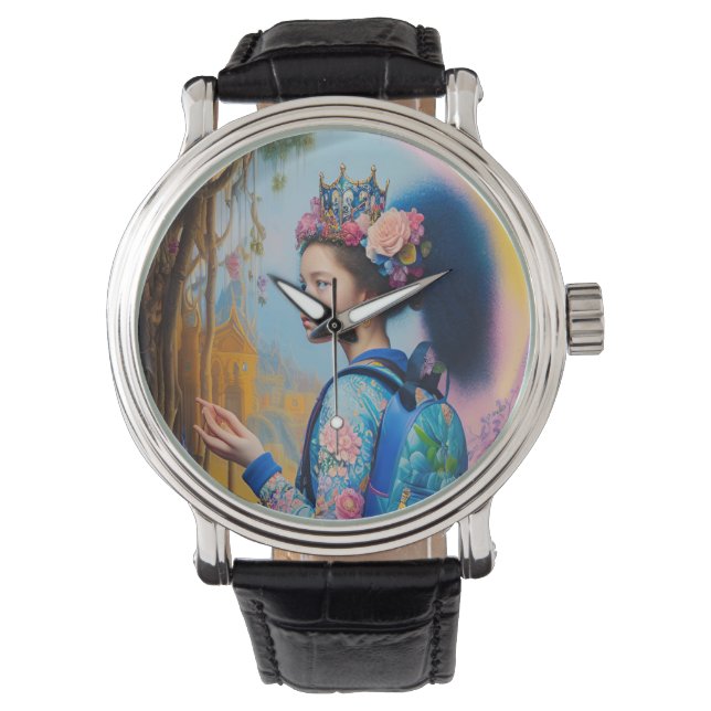 Relógio Menina na floresta com mochila (Frente)