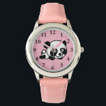 Relógio Menina rosa-rosa-branca-assistente<br><div class="desc">Uma Garota Panda Rosa Bonita Assistindo. Você pode criar seus próprios relógios de fotos personalizados adicionando uma foto do seu computador ou adicionar seu próprio nome ou inicial como um monograma. Presente perfeito para aqueles que procuram algo afiado e único.</div>