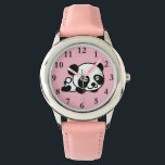 Relógio Menina rosa-rosa-branca-assistente<br><div class="desc">Uma Garota Panda Rosa Bonita Assistindo. Você pode criar seus próprios relógios de fotos personalizados adicionando uma foto do seu computador ou adicionar seu próprio nome ou inicial como um monograma. Presente perfeito para aqueles que procuram algo afiado e único.</div>