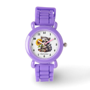 Relógio Meninas bonitas amantes de guaxinim adicionam nome