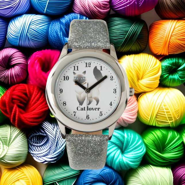 Relógio Meninas bonitas de amantes de gatos (Criador carregado)