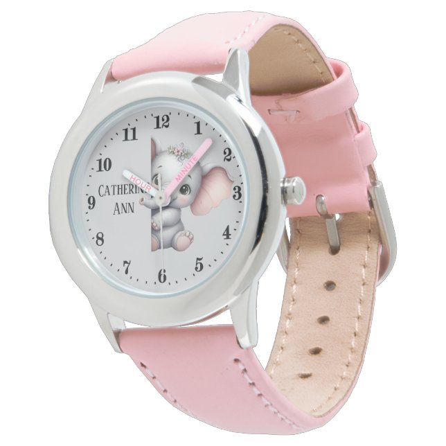 Relógio Meninas bonitas espiando elefante acrescentam nome (Angular)