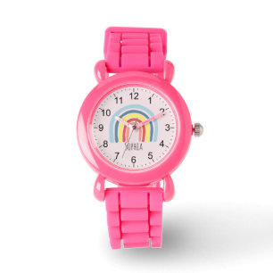 Relógio Meninas Cute Boho Rainbow e Name Kids