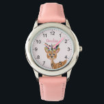 Relógio Meninas Cute Pink Floral Deer & Flowers Kids<br><div class="desc">Estas crianças bonitinhas e femininas assistem características de um belo cervo e flores aquáticas e números fáceis de ler. Este lindo design floral cor-de-rosa também apresenta um lugar para você adicionar o nome da sua garota. O design perfeito de renas para o seu pequeno!</div>