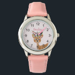 Relógio Meninas Cute Pink Floral Deer & Flowers Kids<br><div class="desc">Estas crianças bonitinhas e femininas assistem características de um belo cervo e flores aquáticas e números fáceis de ler. Este lindo design floral cor-de-rosa também apresenta um lugar para você adicionar o nome da sua garota. O design perfeito de renas para o seu pequeno!</div>