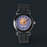 Relógio Meninas Cute Purple Sports Basball Kids<br><div class="desc">Esta criança bonita e moderna vê uma bola de basquete,  com um fundo roxo. O relógio desportivo pode ser personalizado com o nome das vossas raparigas,  e números claros,  o presente divertido perfeito para qualquer amante desportivo.</div>