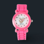 Relógio Meninas Cute Sleth Animal e Crianças<br><div class="desc">Este lindo e feminino observam características de um lindo,  desenhado à mão,  rabisco de preguiça dormindo com flores e folhas. Este design cor-de-rosa encantador também representa um lugar para você adicionar o nome da sua garota. A selva perfeita,  design da vida selvagem para o seu pequeno.</div>