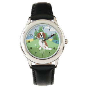 Relógio Meninas Cute Springer Spaniel Dog com Nome