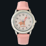 Relógio Meninas Legal e bonitas, dinossauros e nomes cor-d<br><div class="desc">Esta fofa e moderna criança assistindo mostra um desenho cor-de-rosa de dinossauro e pode ser personalizado com o nome de suas meninas. Com números claros e facilmente legíveis, este 'primeiro' relógio é excelente para crianças ou crianças apenas começando a aprender o tempo. O presente legal de dinossauro perfeito para o...</div>