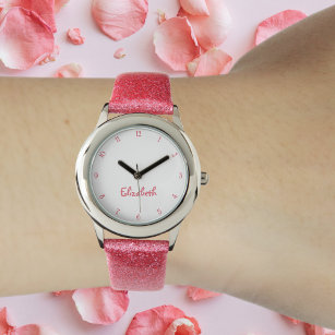Relógio Meninas Nome Personalizado Meninas Bonito Rosa Bon